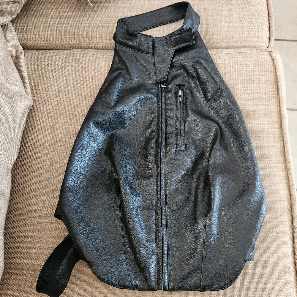 Black Faux Leather Halter Top - Picture 4 of 5